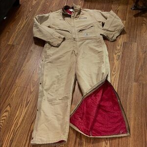 Vintage Carhartt Insulated Lined Winter Coveralls Size XXL 30L Regular Tan Brown